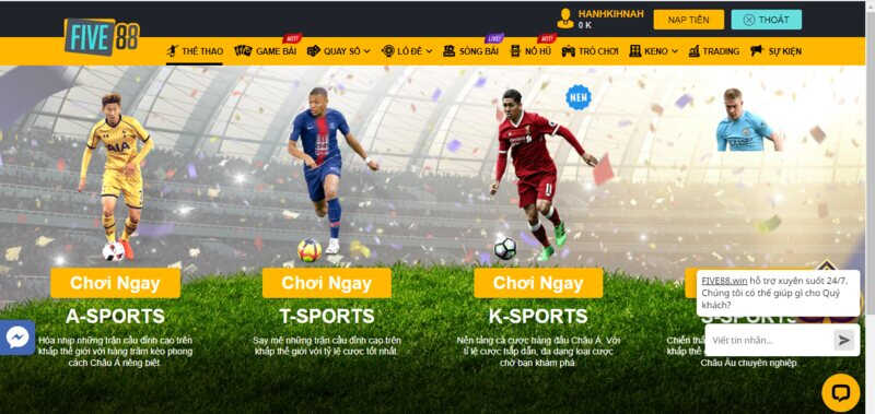 Hướng dẫn chơi A-Sports tại Five88