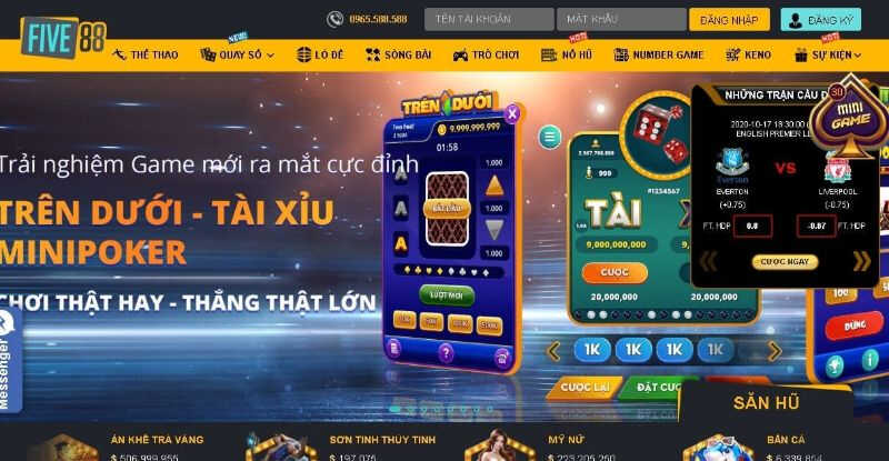 Game tài xỉu Five88 có tỷ lệ thưởng cao nhất thị trường